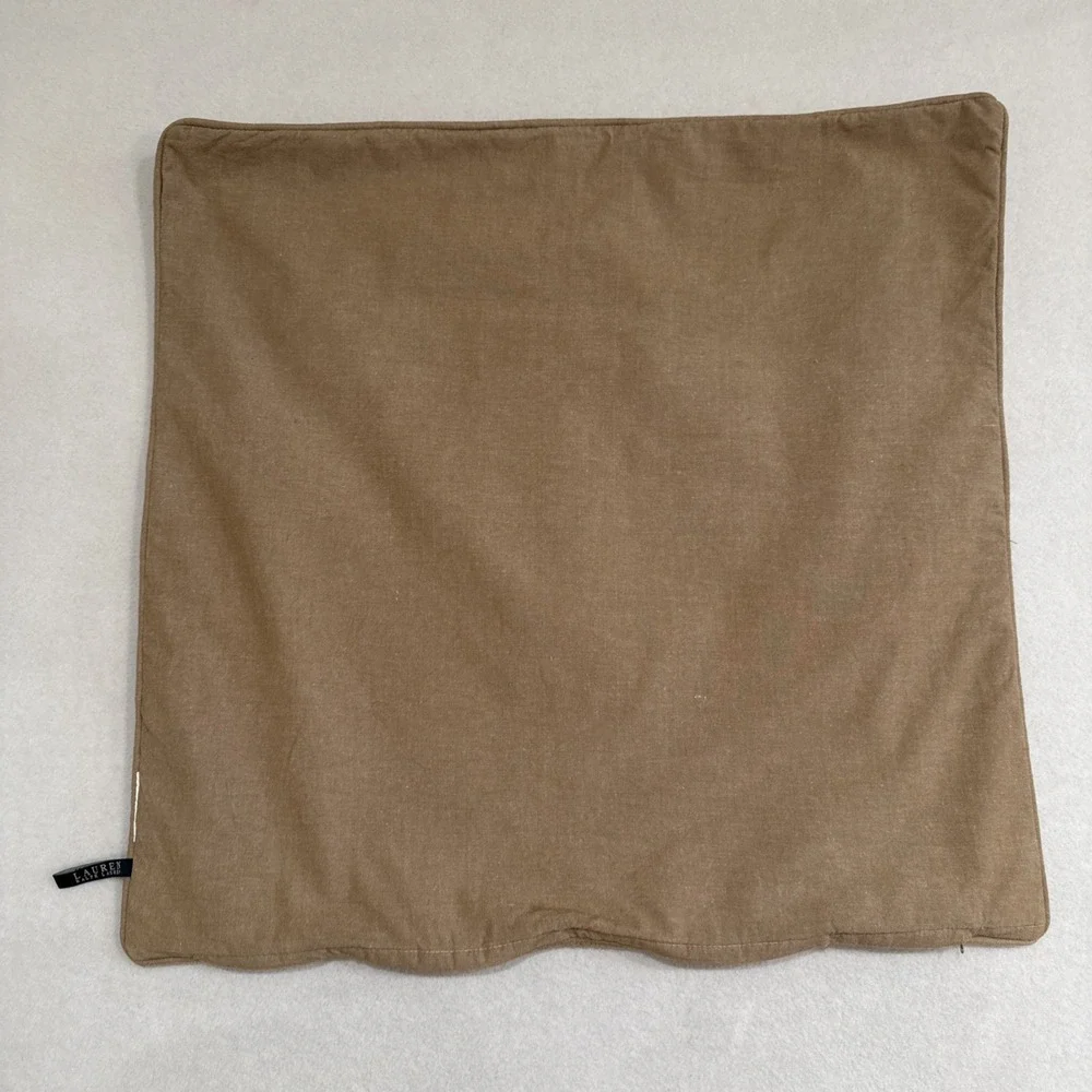 LRL Ralph Lauren Pillow Cover Monogram Brown Zip Closure Euro 25